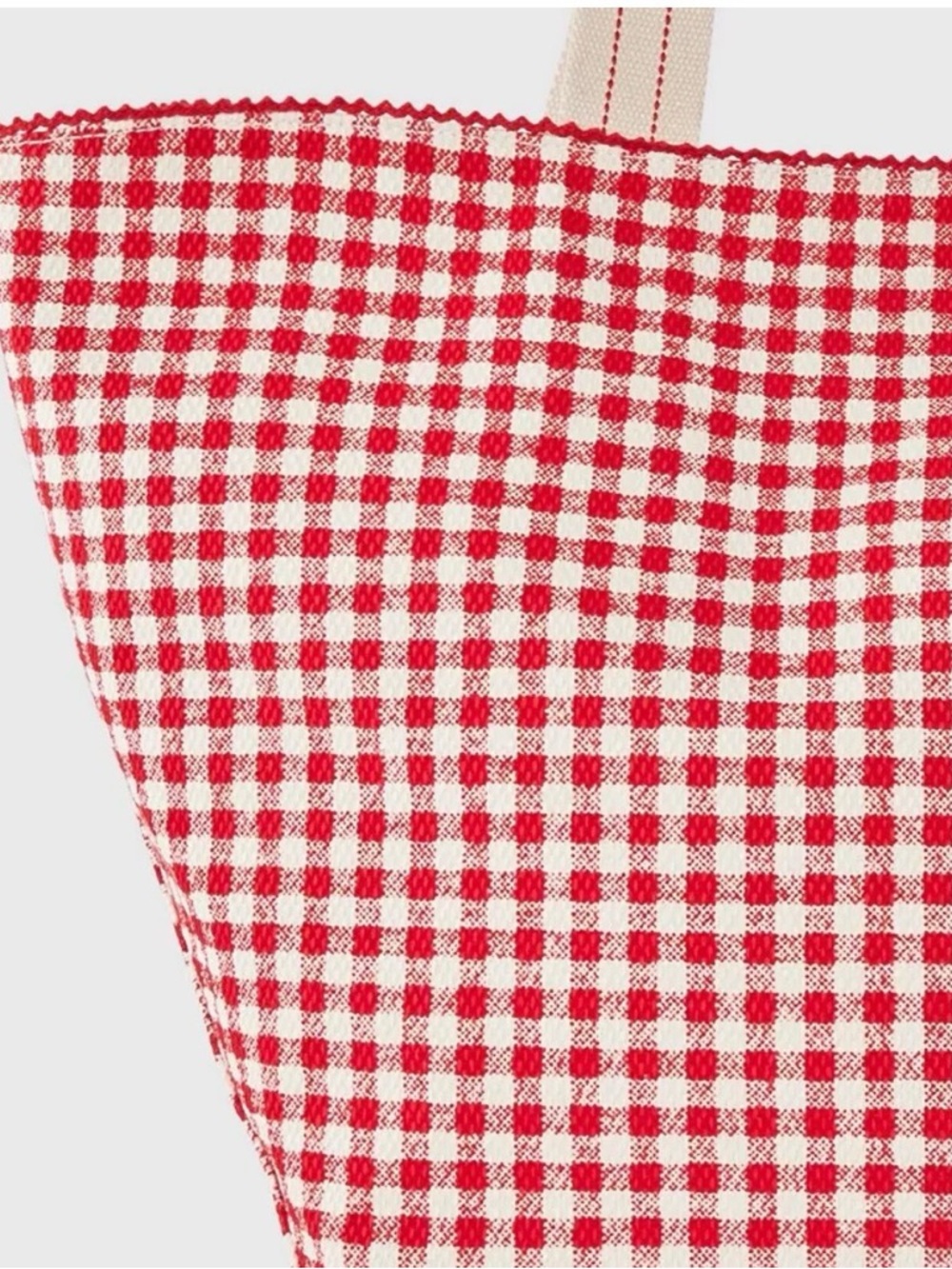 Spacious Reversible Canvas Tote Handbag -  Red & Navy Gingham - Picture 13 of 14